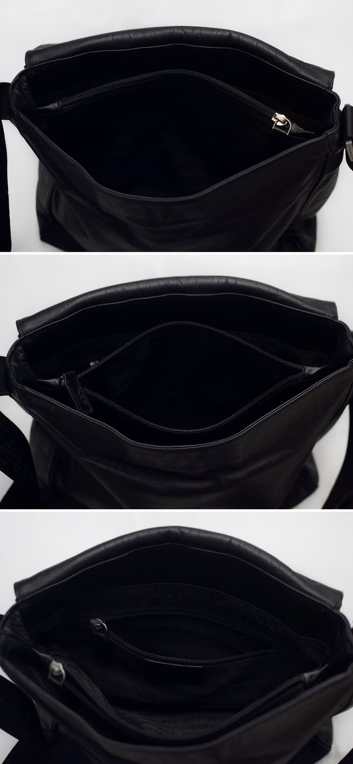 아르마니 (EA) 모노그램 비텔로 카프스킨 레더 플랩 메신저백 상품이미지7