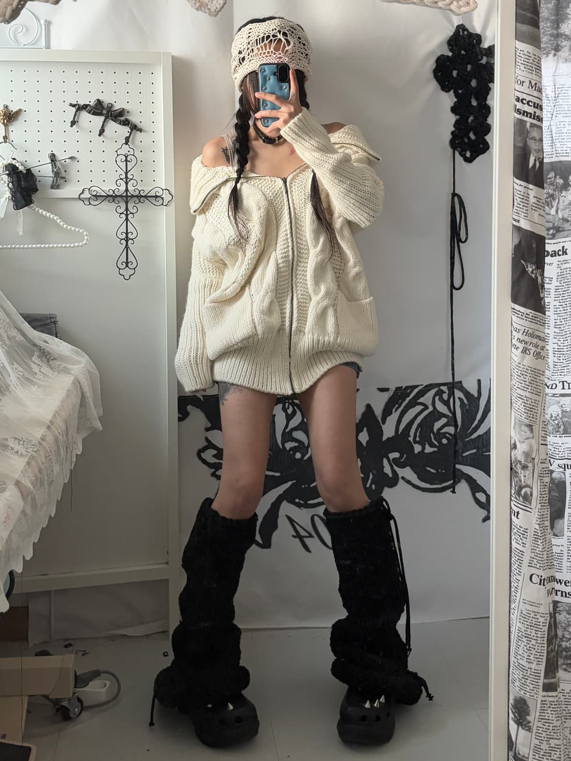 • Ivory High-Neck Knitwear Zip-Up 상품이미지3