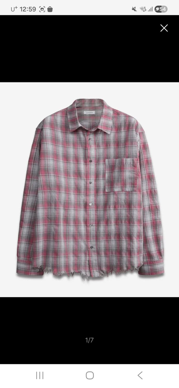 도프제이슨 워시드 로우 컷 체크 셔츠 PINK M 상품이미지1