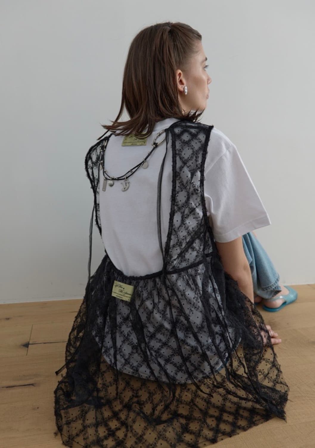 마조네 블랙 도트 시어 레이스 오간자 드레스 29cm 에디션 상품이미지1