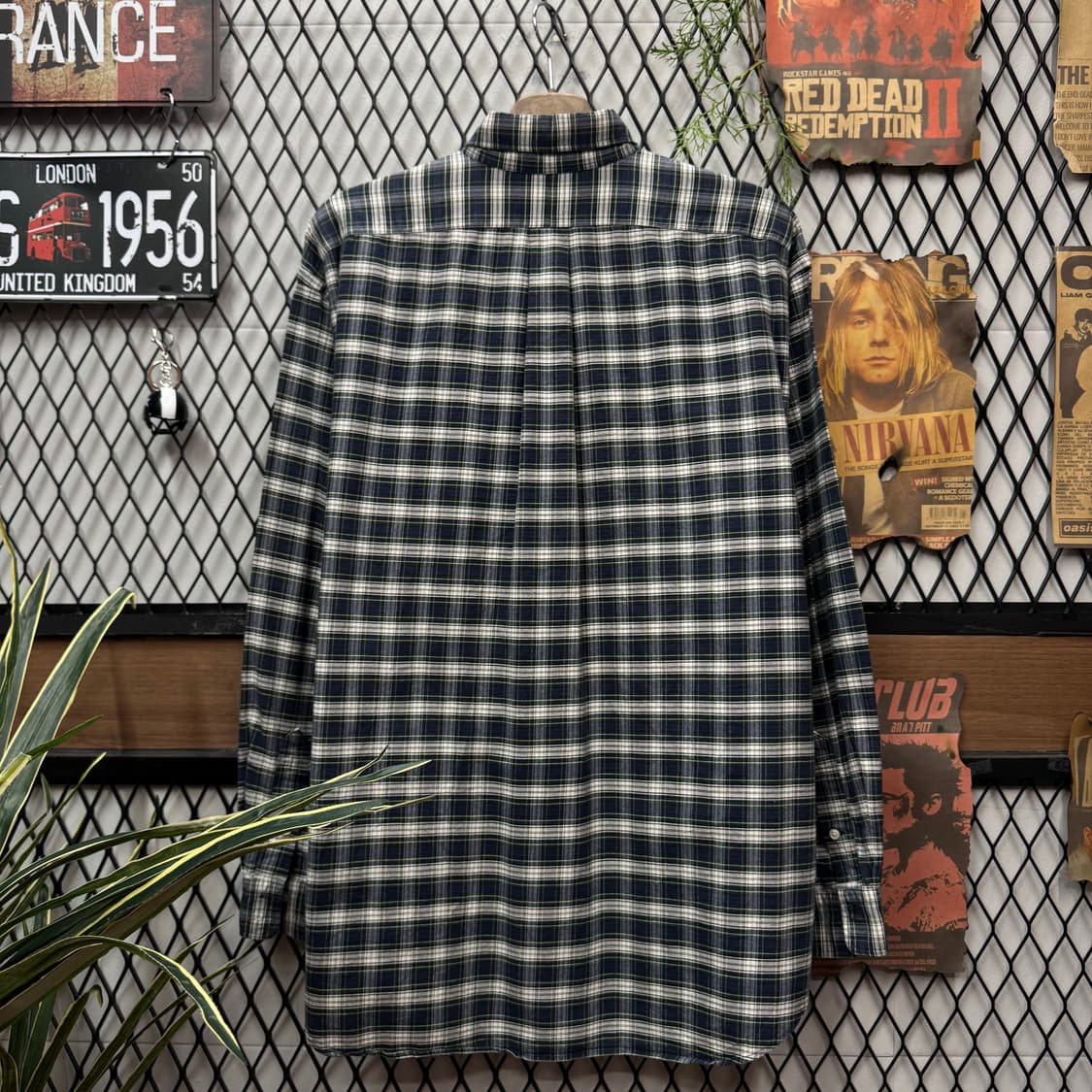 폴로 랄프로렌 긴팔 체크 셔츠 레드 포니 로고 포인트 네이비 상품이미지2