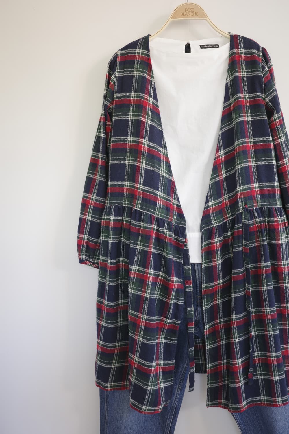 일본 빈티지 체크 로브 원피스 상품이미지1