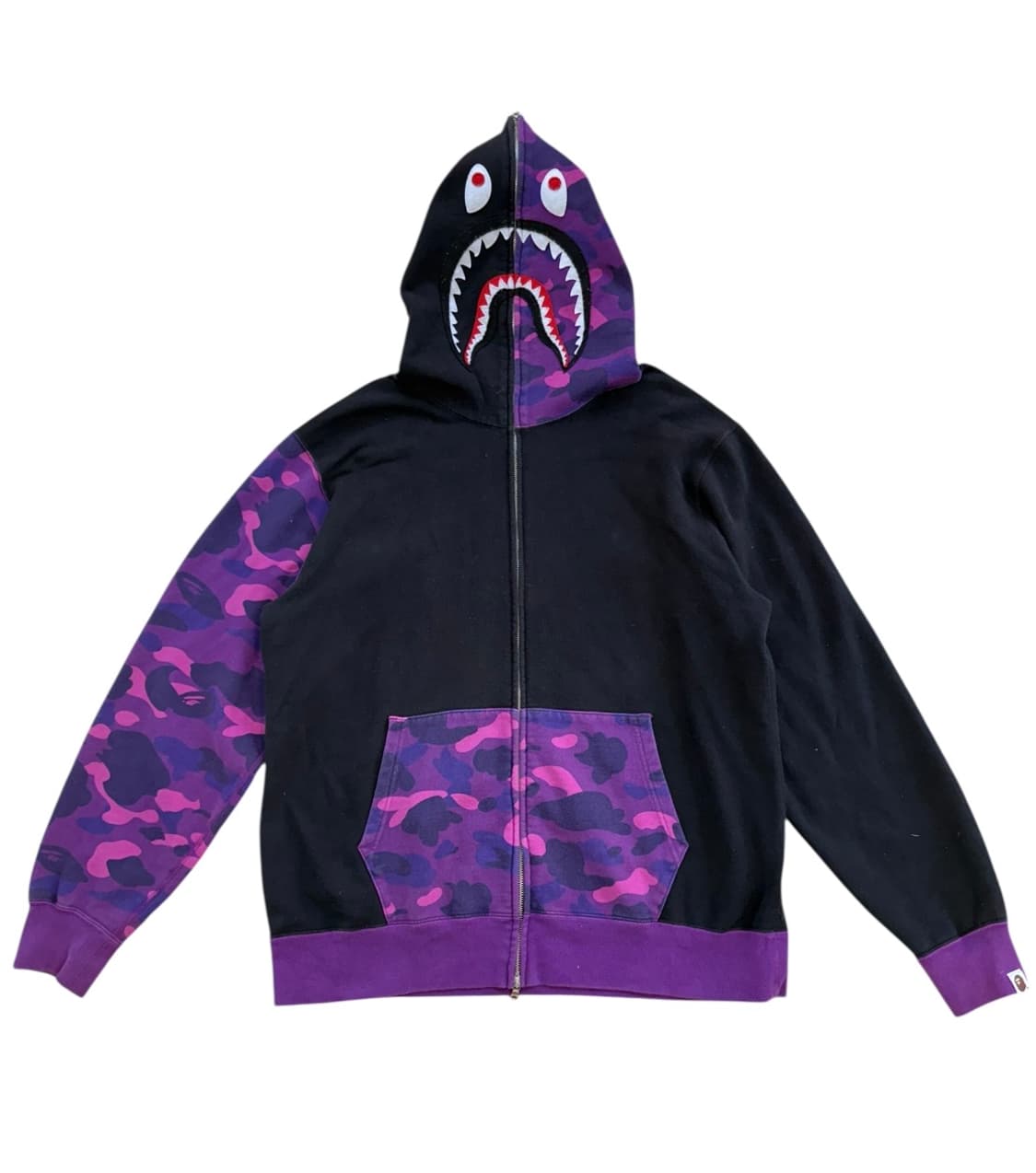 베이프 퍼플카모 샤크 후드집업 상품이미지3