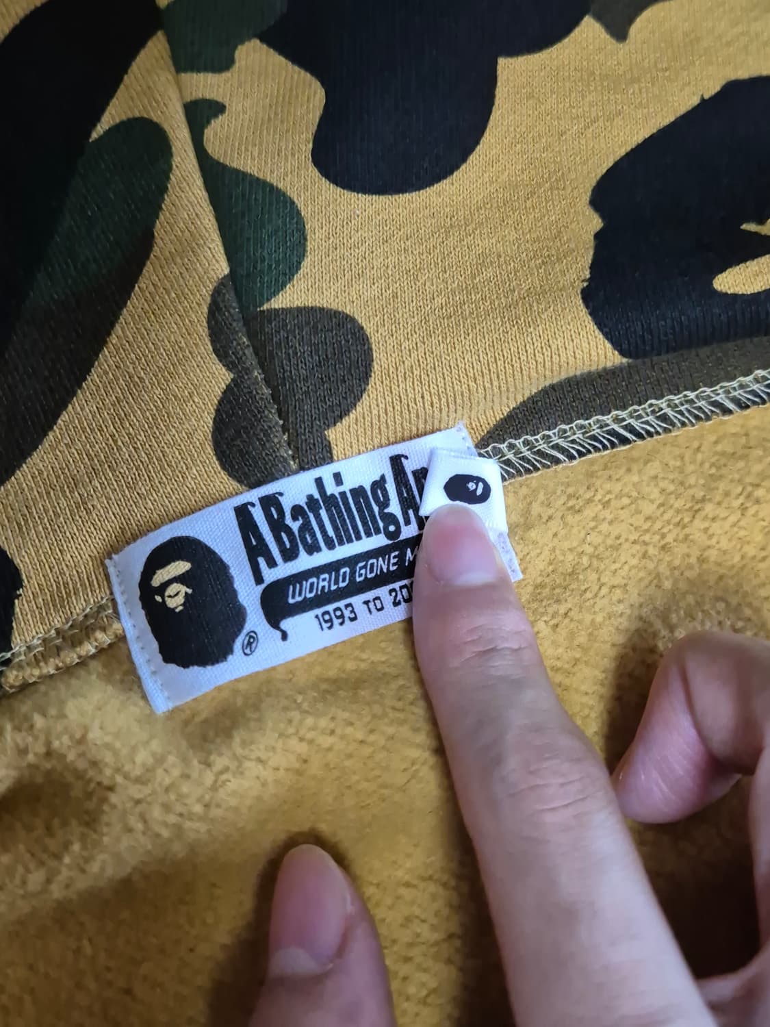 [XL] 베이프 PONR 퍼스트 카모 세컨드 샤크 풀 집 후드 옐로우 상품이미지7