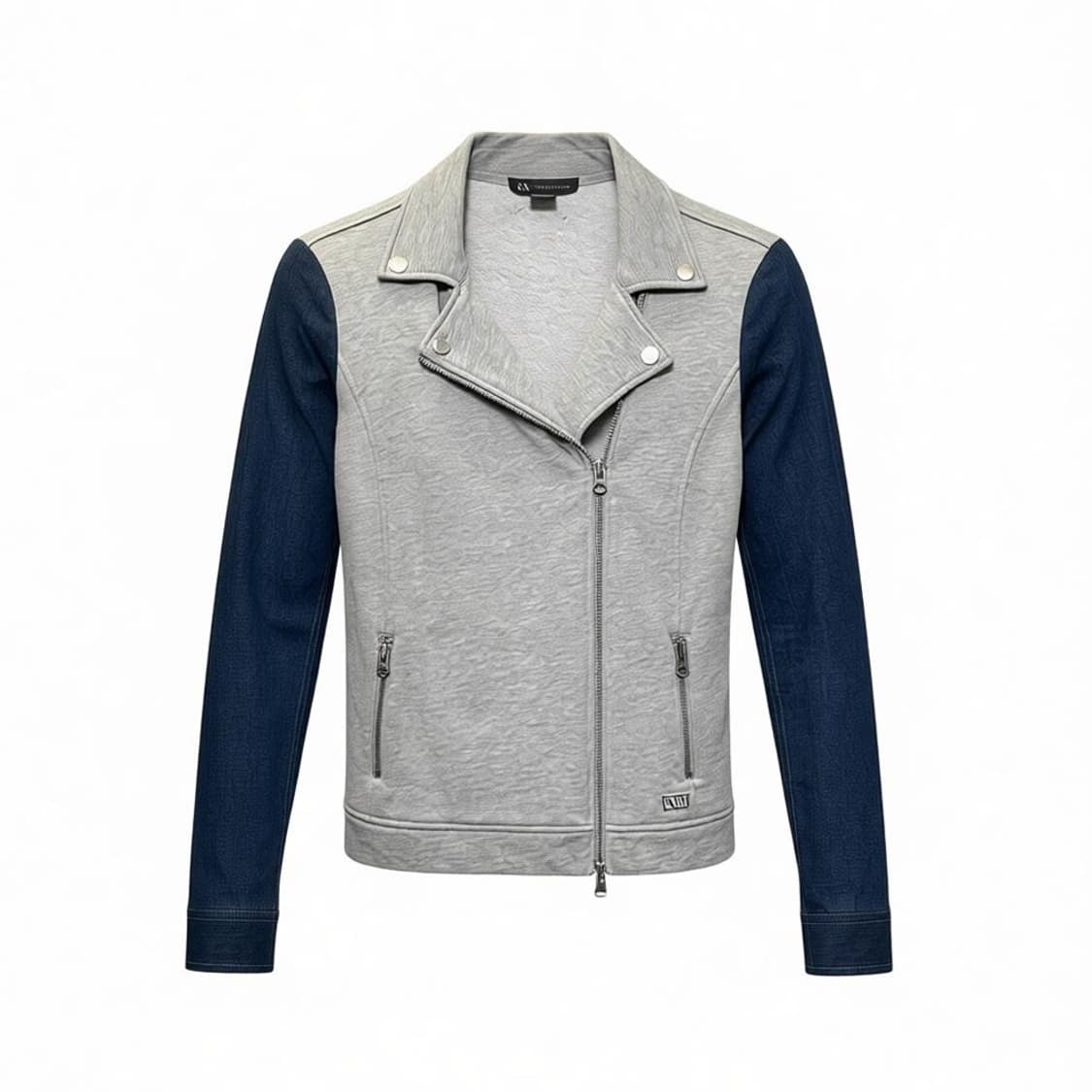 아르마니 익스체인지 집업 자켓 데님 슬리브 투포켓 디테일 진청 그레이 상품이미지1