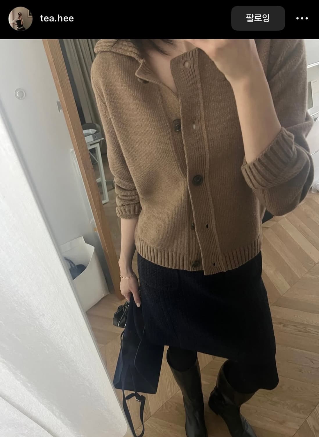 포유온 Allen Collar Cardigan 엘렌 카라 가디건 카라멜 상품이미지6