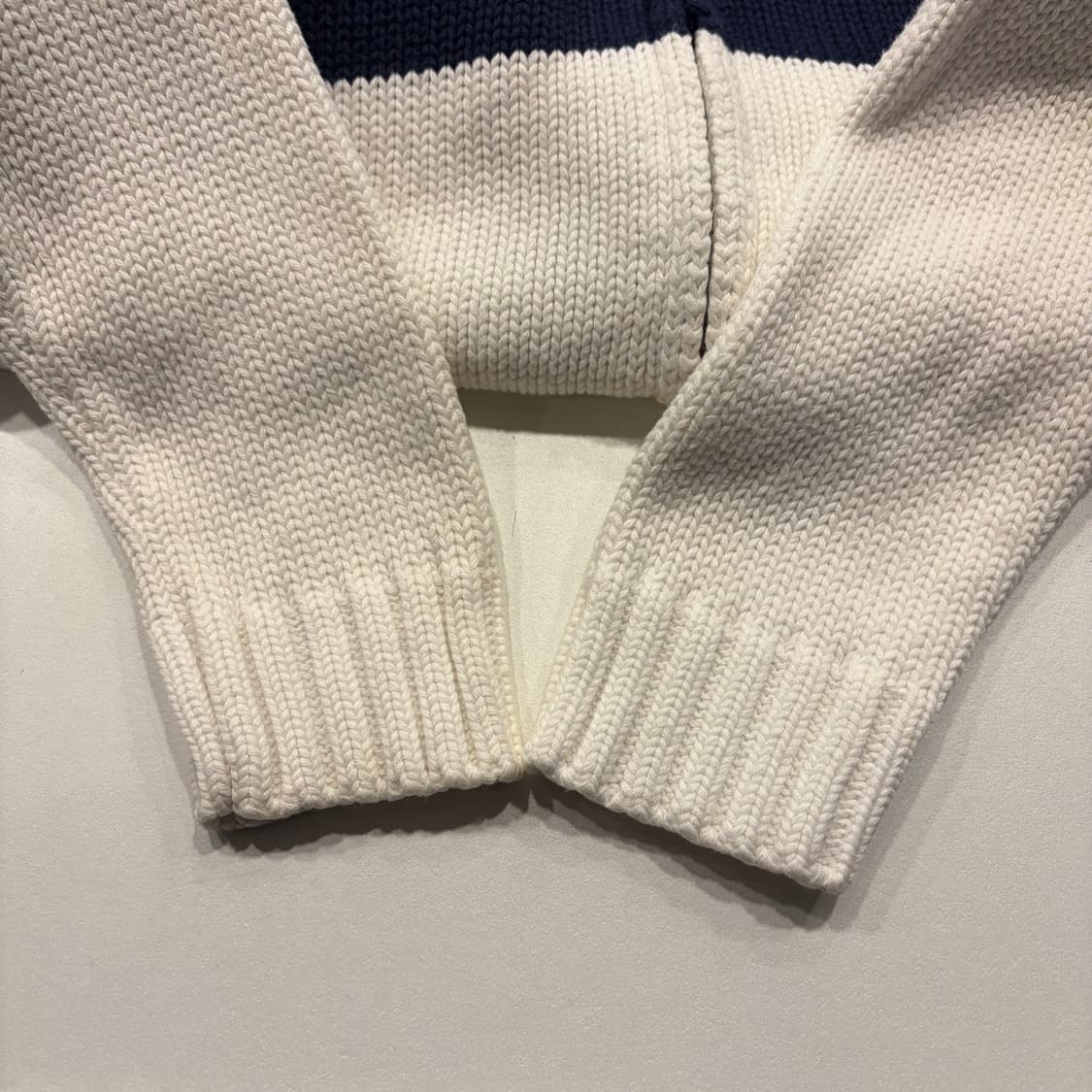 [L] 폴로 랄프로렌 집업 니트 가디건 아이보리 네이비 C56 상품이미지5