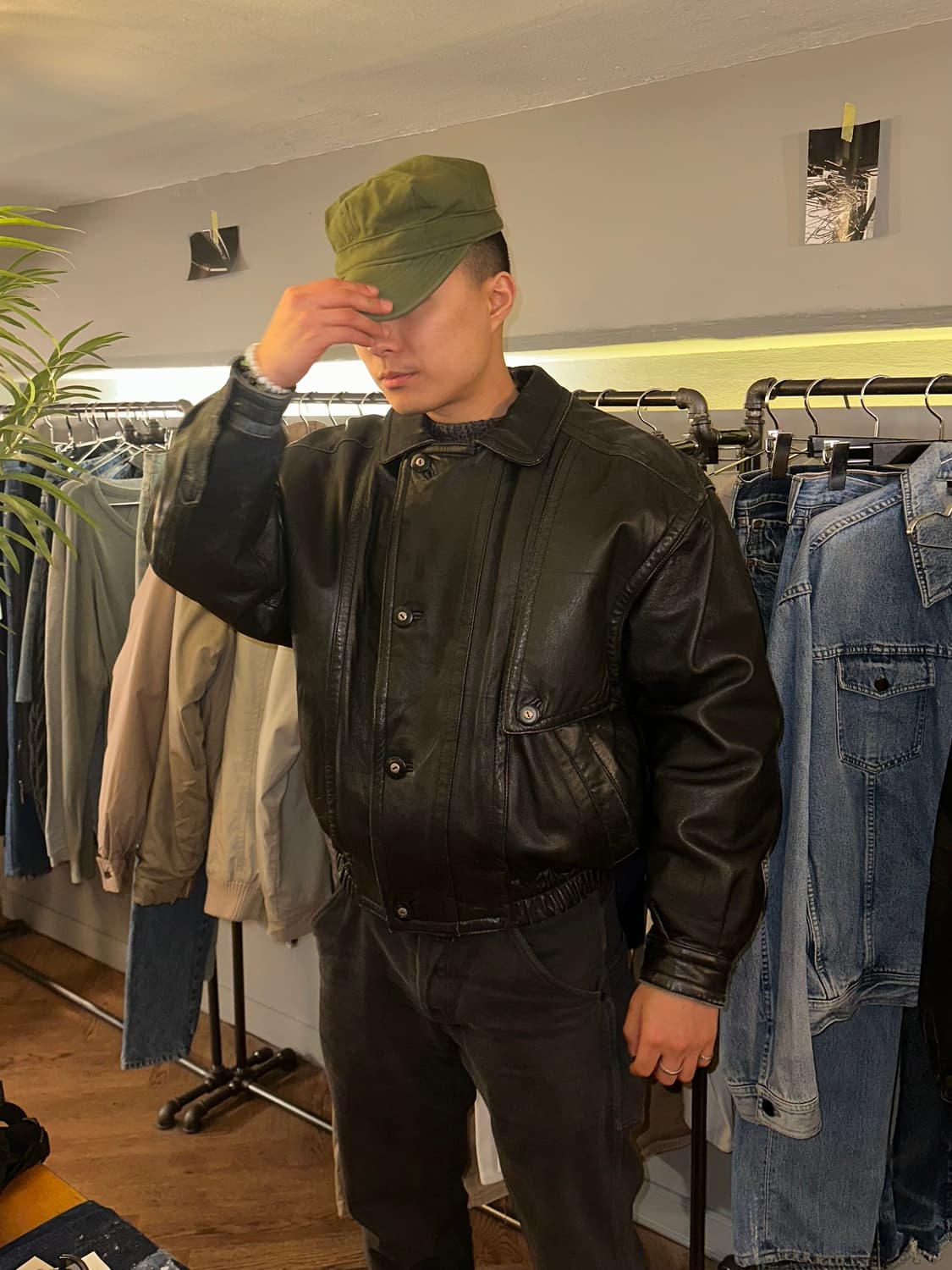 90’s Japanese cow-leather bomber jacket 상품이미지1