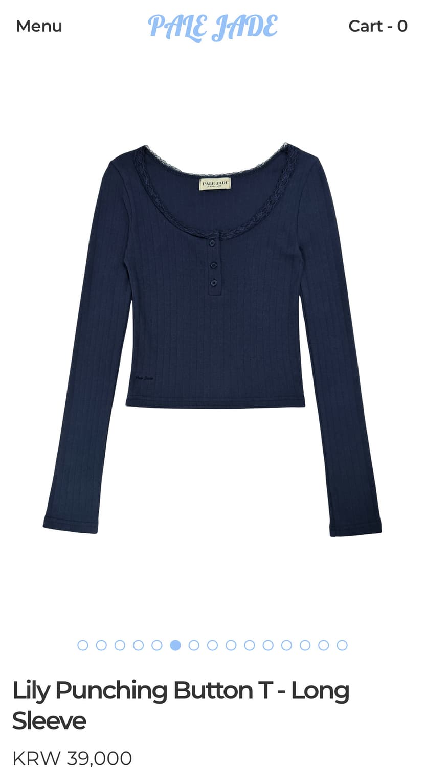 페일제이드 릴리 펀칭 버튼 티 네이비 상품이미지1
