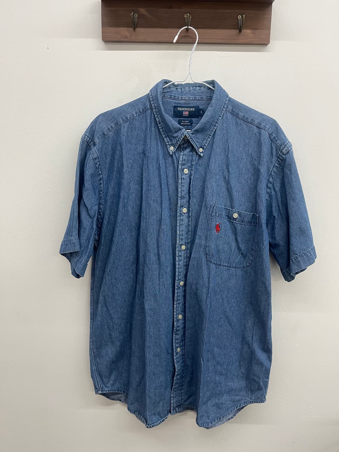 POLOGROUND 데님 반팔 셔츠 L 상품이미지1