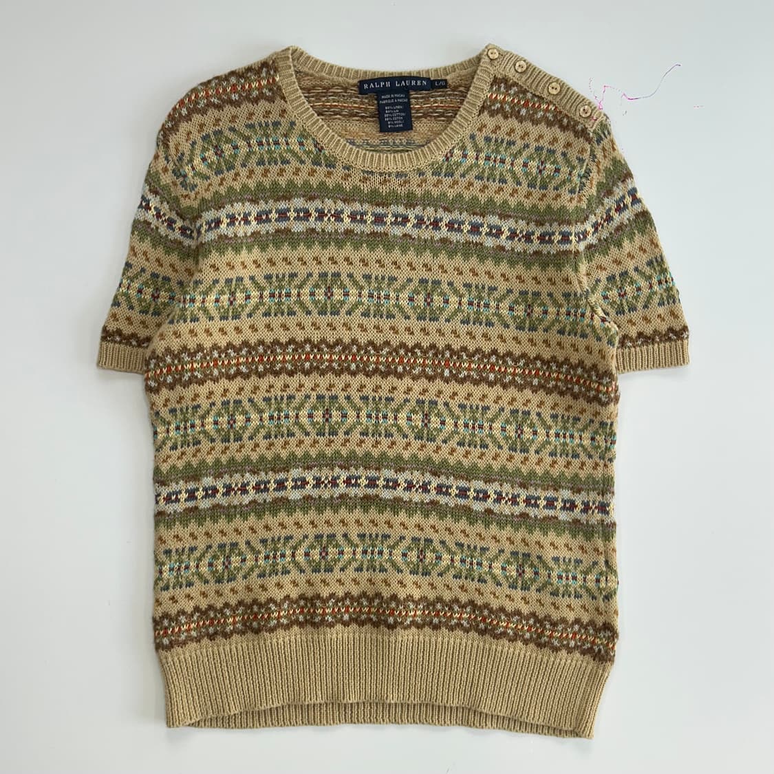 Polo 폴로 패턴 숄터 버튼 반팔 니트 상품이미지3