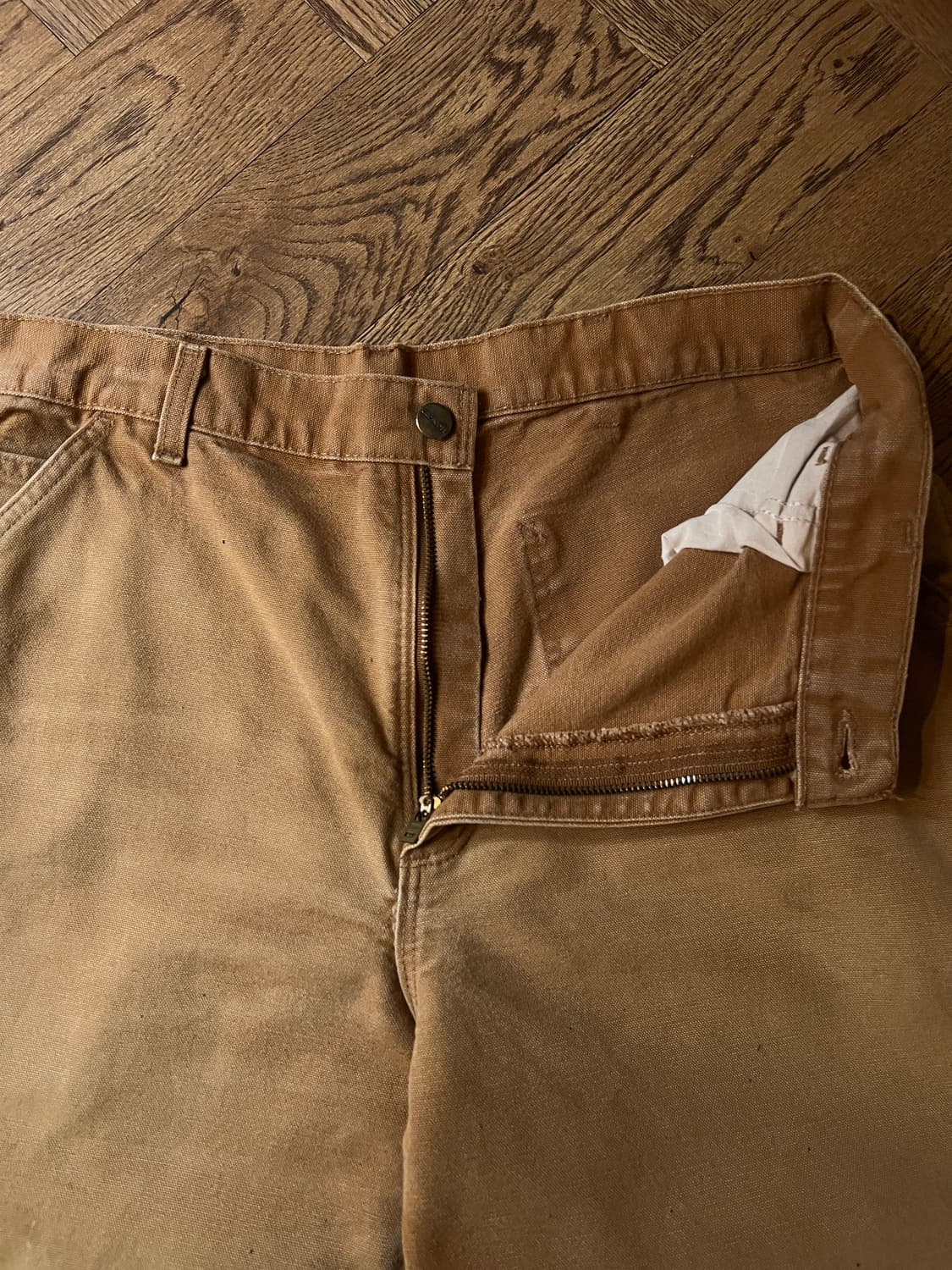 [36]칼하트 USA 빈티지 페인팅 브라운 싱글니 카펜터 워크 팬츠 상품이미지2