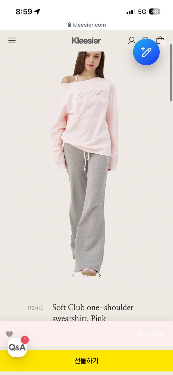 클리시어 소프트클럽 원숄더 티셔츠 핑크 상품이미지1