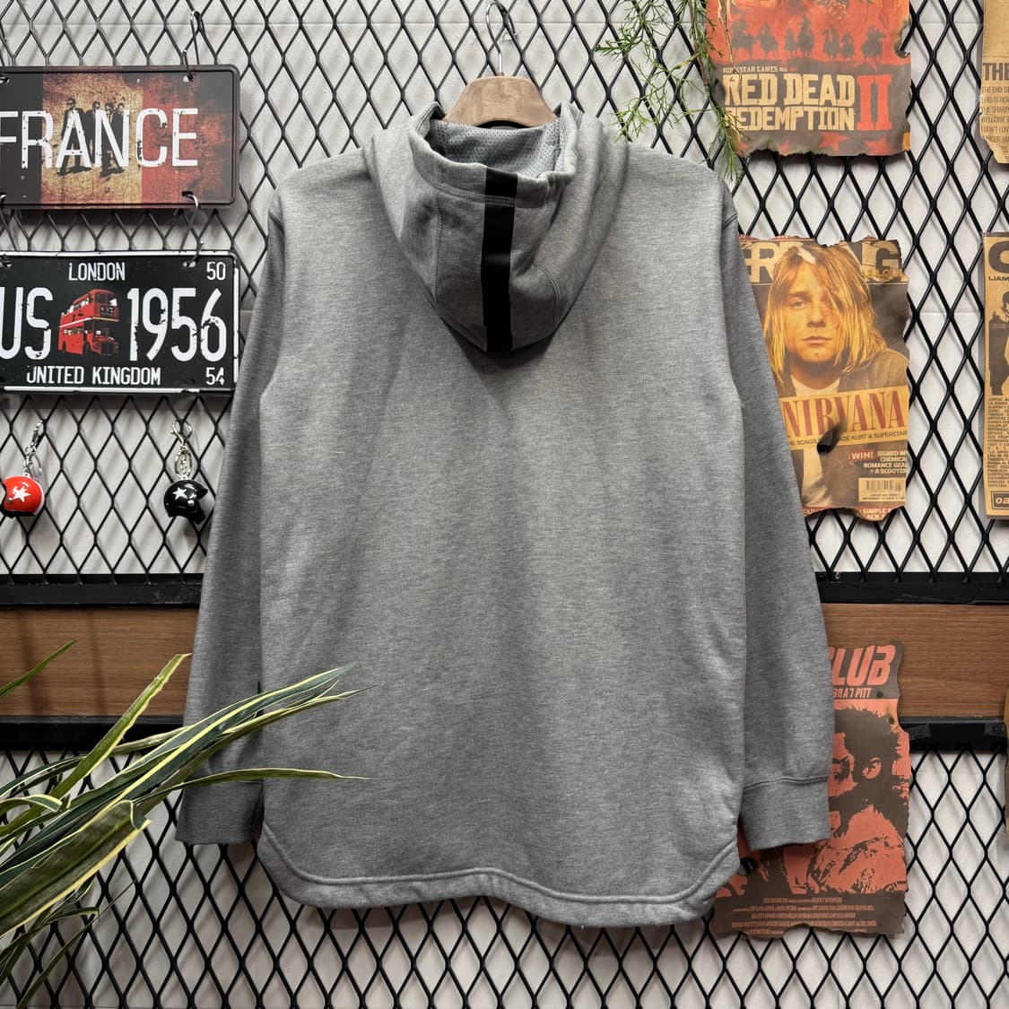 나이키 에어 후드 집업 전면 에슬레틱 빅로고 포인트 그레이 상품이미지2