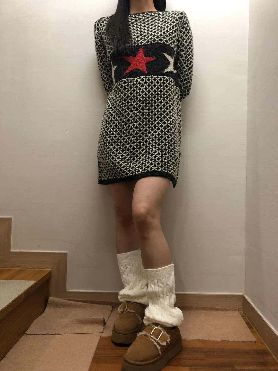빈티지 블랙 키치 니트 원피스 상품이미지6