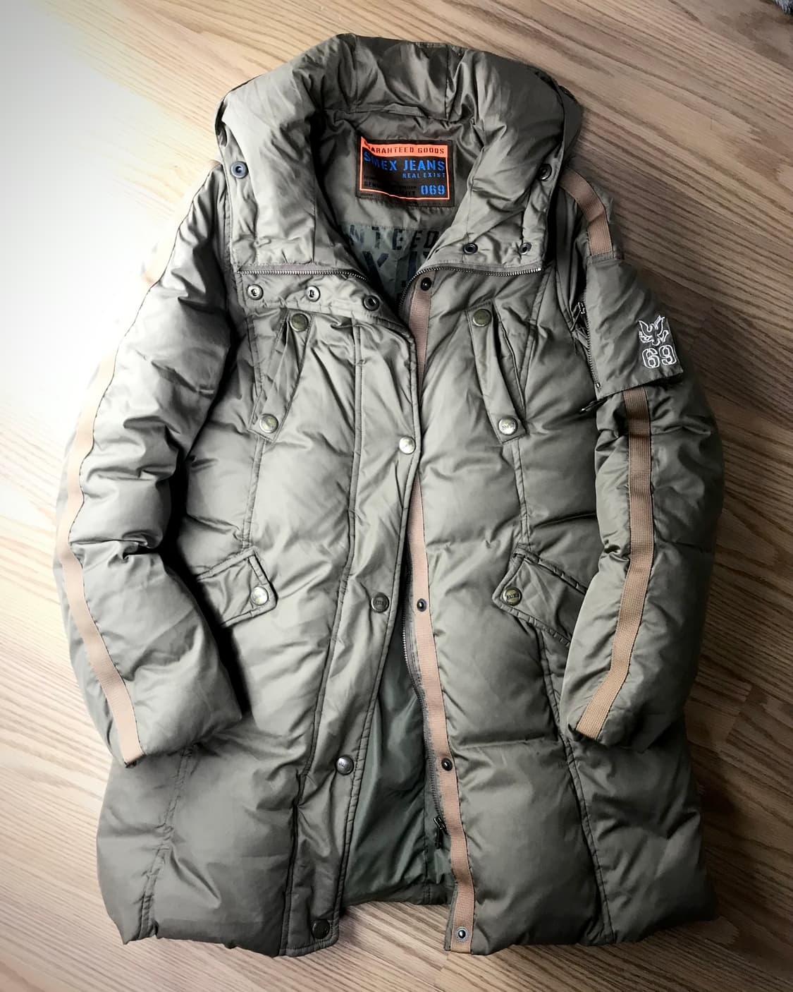 Khaki-beige military padded coat 상품이미지4