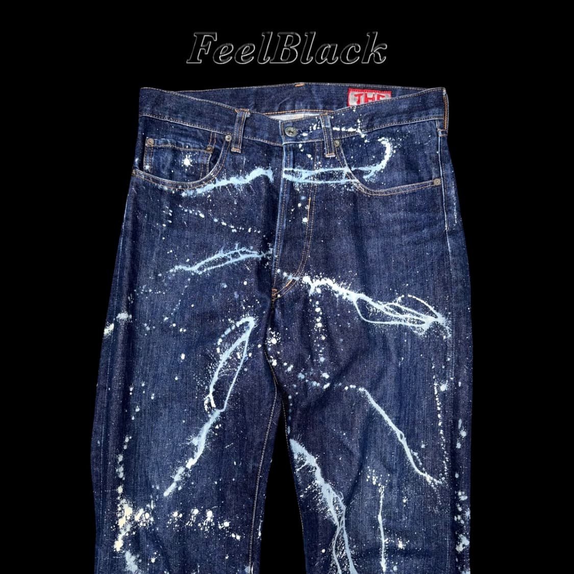 Splatter Paint Damaged Hem Denim 상품이미지2