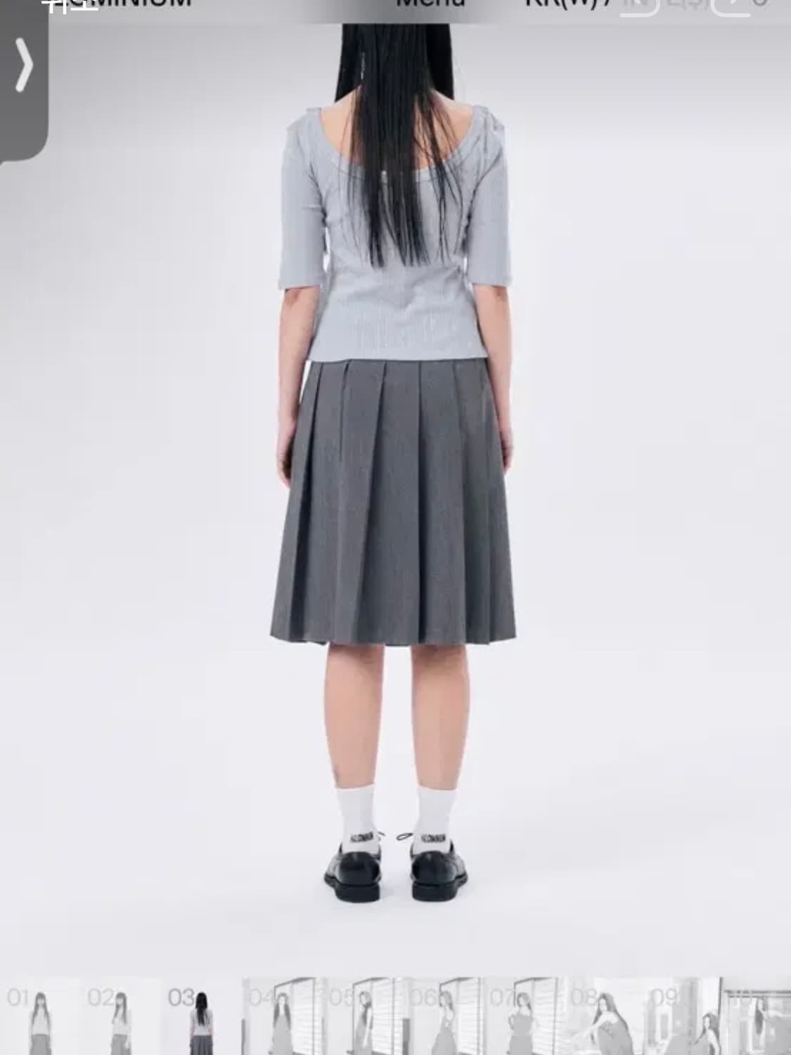 (2size) 할로미늄 미디 플리츠 랩 스커트 3 그레이 상품이미지2