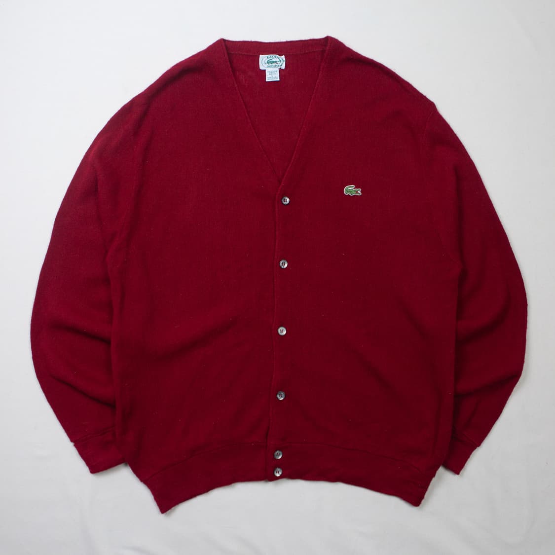 80s IZOD 라코스테 올른 아크릴 가디건 버건디 상품이미지1