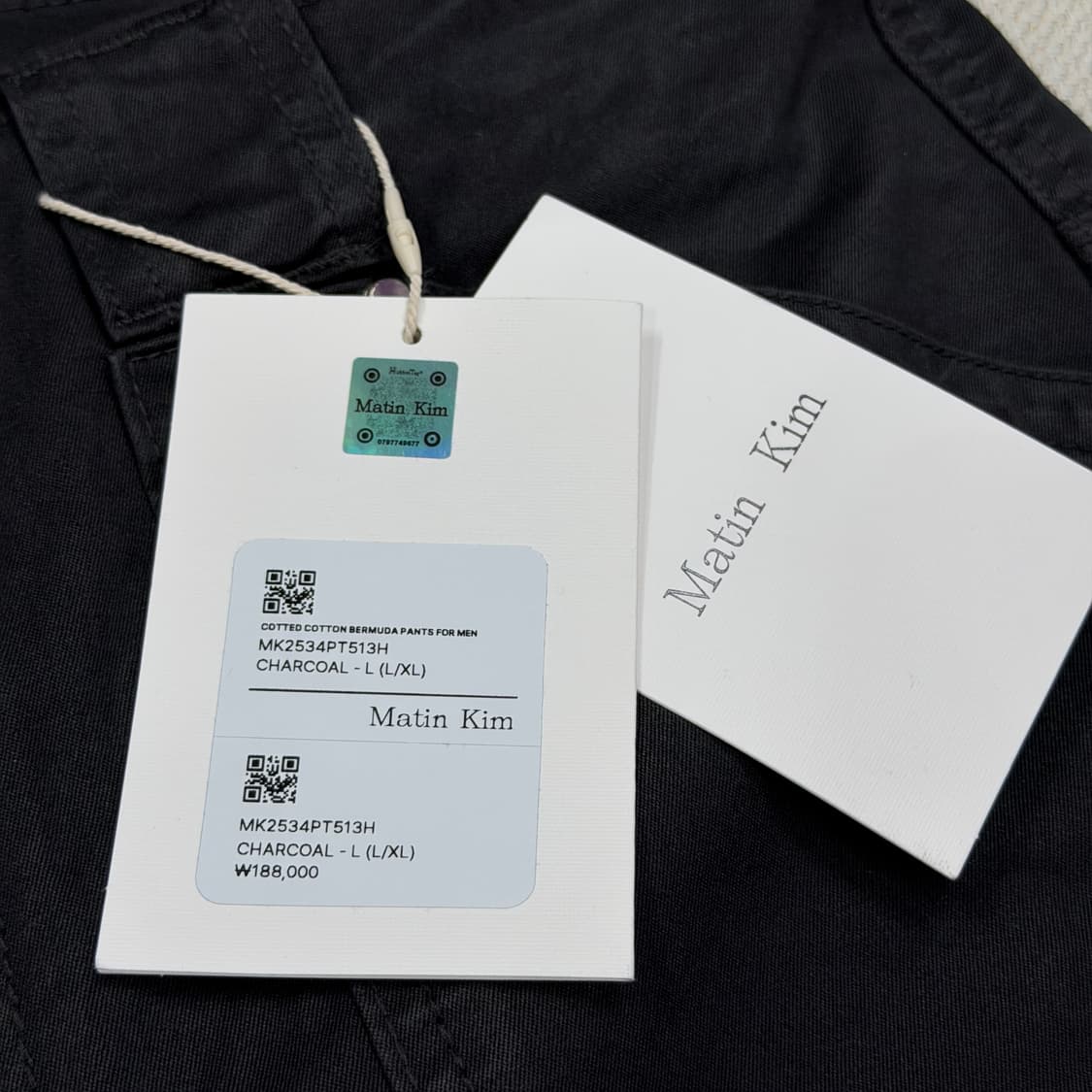 마뗑킴 맨 코팅 코튼 버뮤다 팬츠 바지 차콜 L 상품이미지6