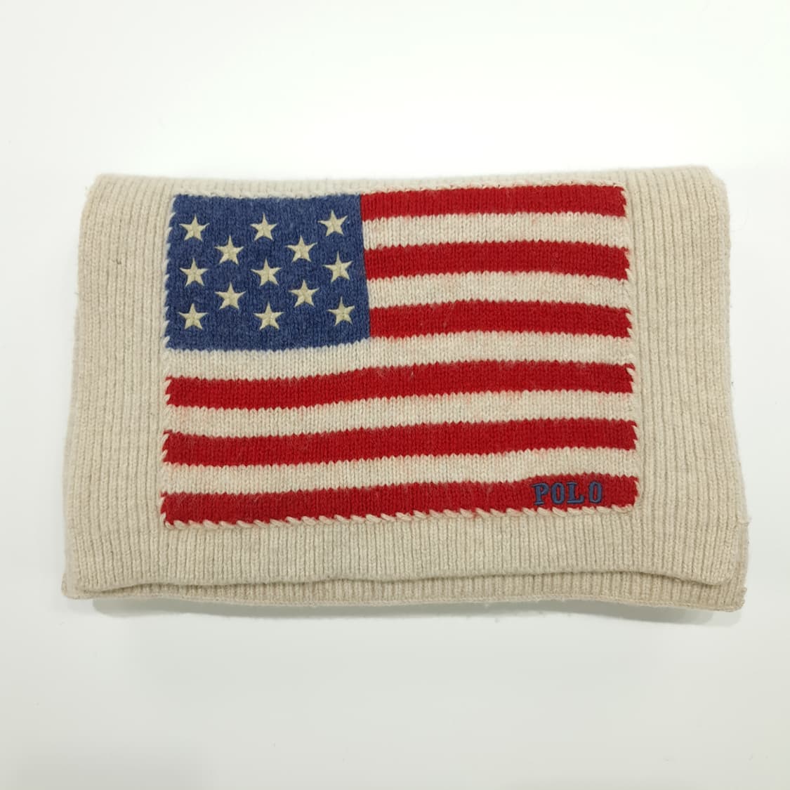 MX285 폴로 랄프로렌 아이보리 성조기 니트 목도리 머플러 상품이미지7