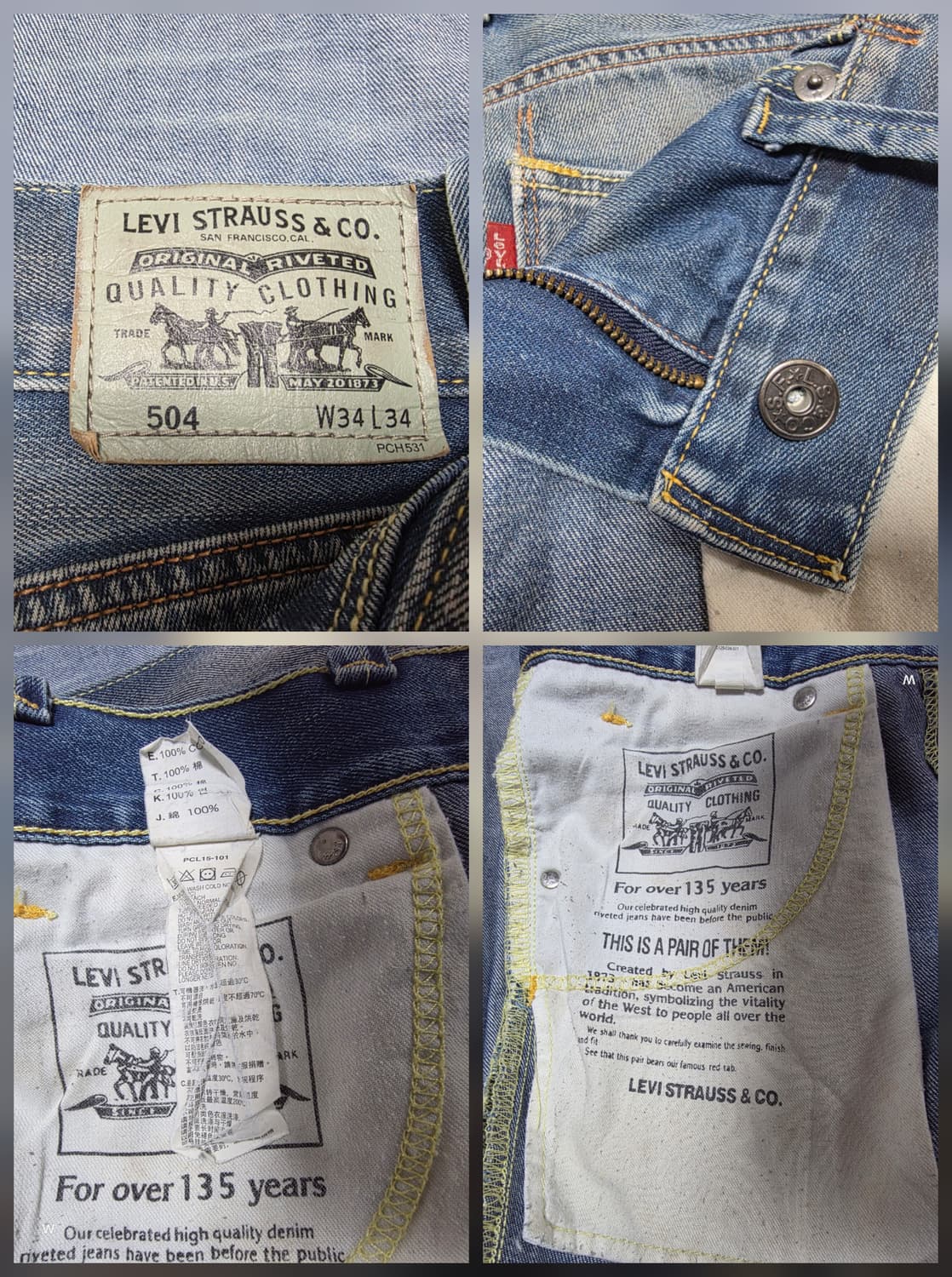 리바이스 504 데미지 워싱 빈티지데님  [W34L34] 상품이미지10