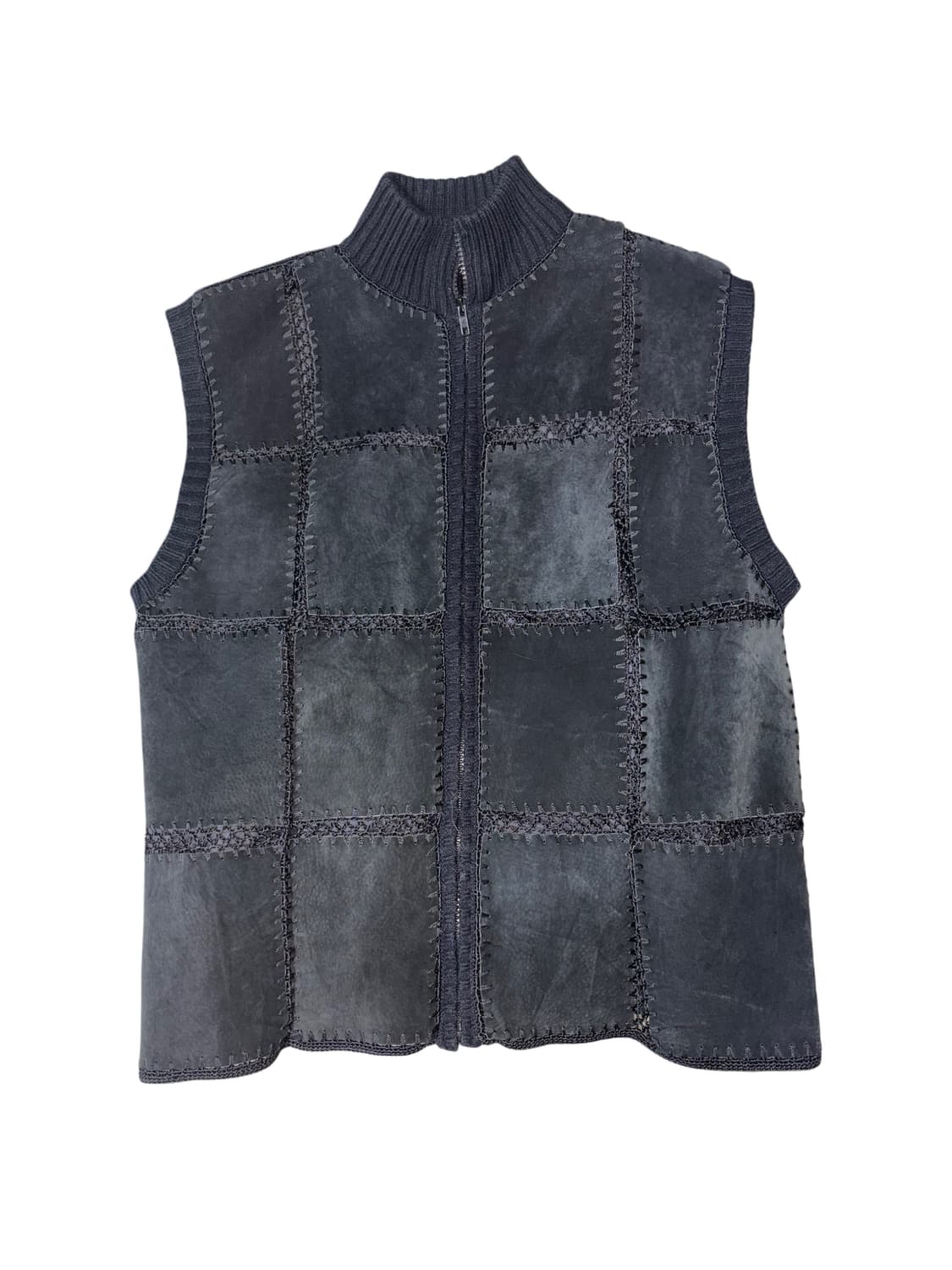 스웨이드 사각 패널 패치 하이넥 베스트 상품이미지1