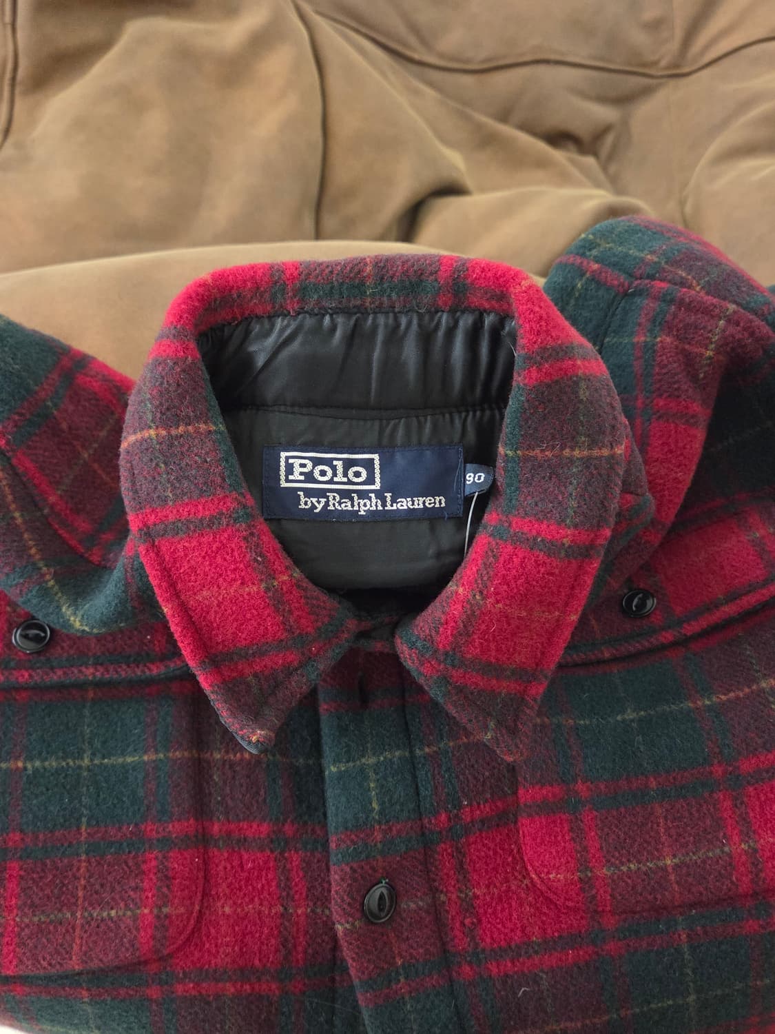 1990s PRL 폴로 랄프로렌 타탄체크 플리스 셔츠 상품이미지5