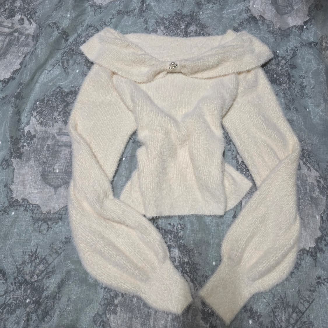 빈티지 잉그니 스나계 앙고라 리본 진주 오프숄더 리즈리사 히메갸루 상품이미지1