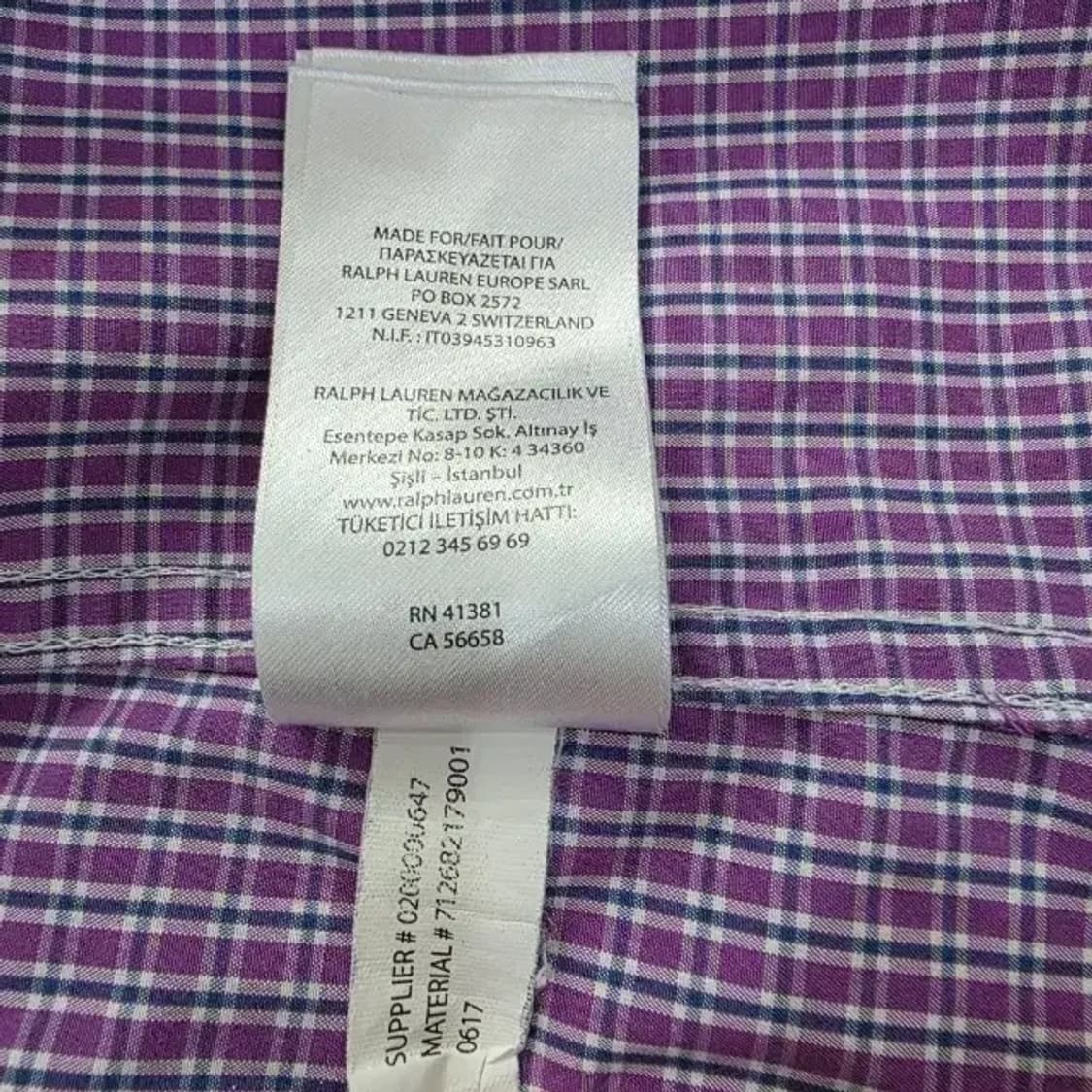 폴로 랄프로렌 퍼플 체크 셔츠 남성 95~100 상품이미지8