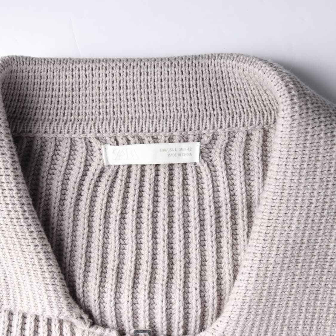 ZARA 리브드 코튼 블렌드 집업 가디건 L 상품이미지5