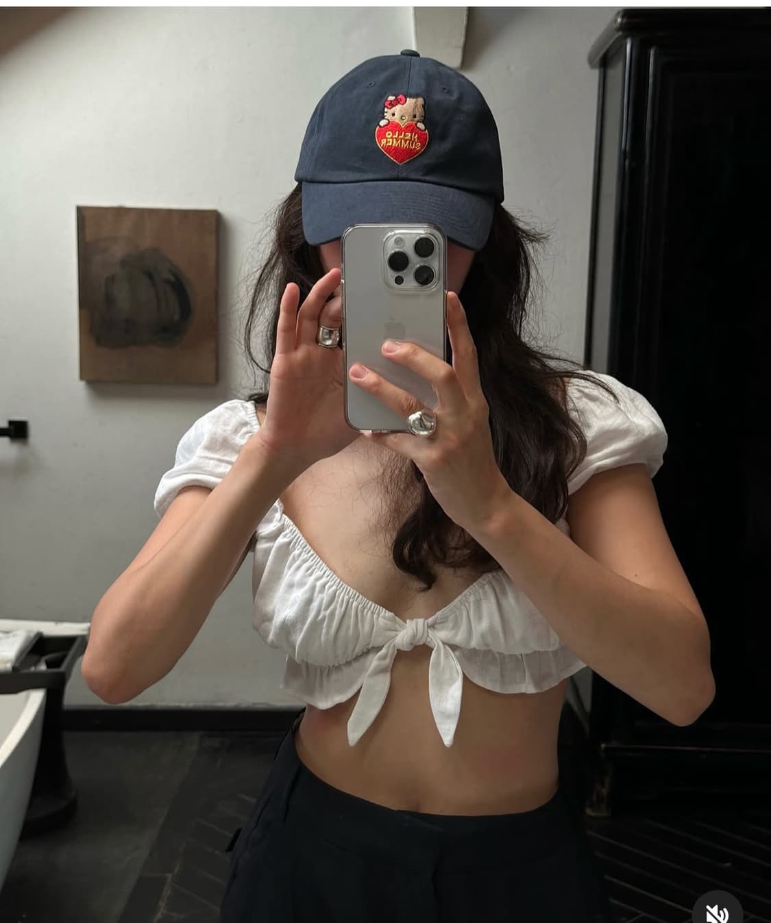 새상품) 파르벵 태닝 헬로키티 헬로우 썸머 볼캡 네이비 상품이미지8
