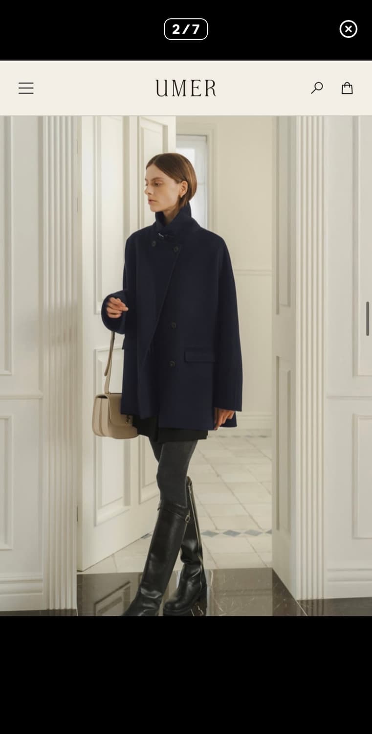 [새상품]유메르 모엘 캐시미어 더블 코트 네이비 상품이미지2