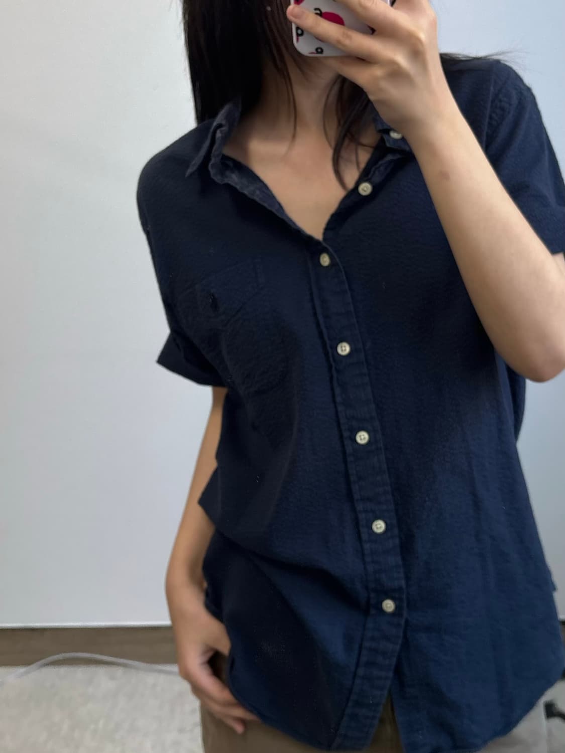 폴로 랄프로렌 신형 네이비 시어서커 반팔 셔츠 상품이미지1