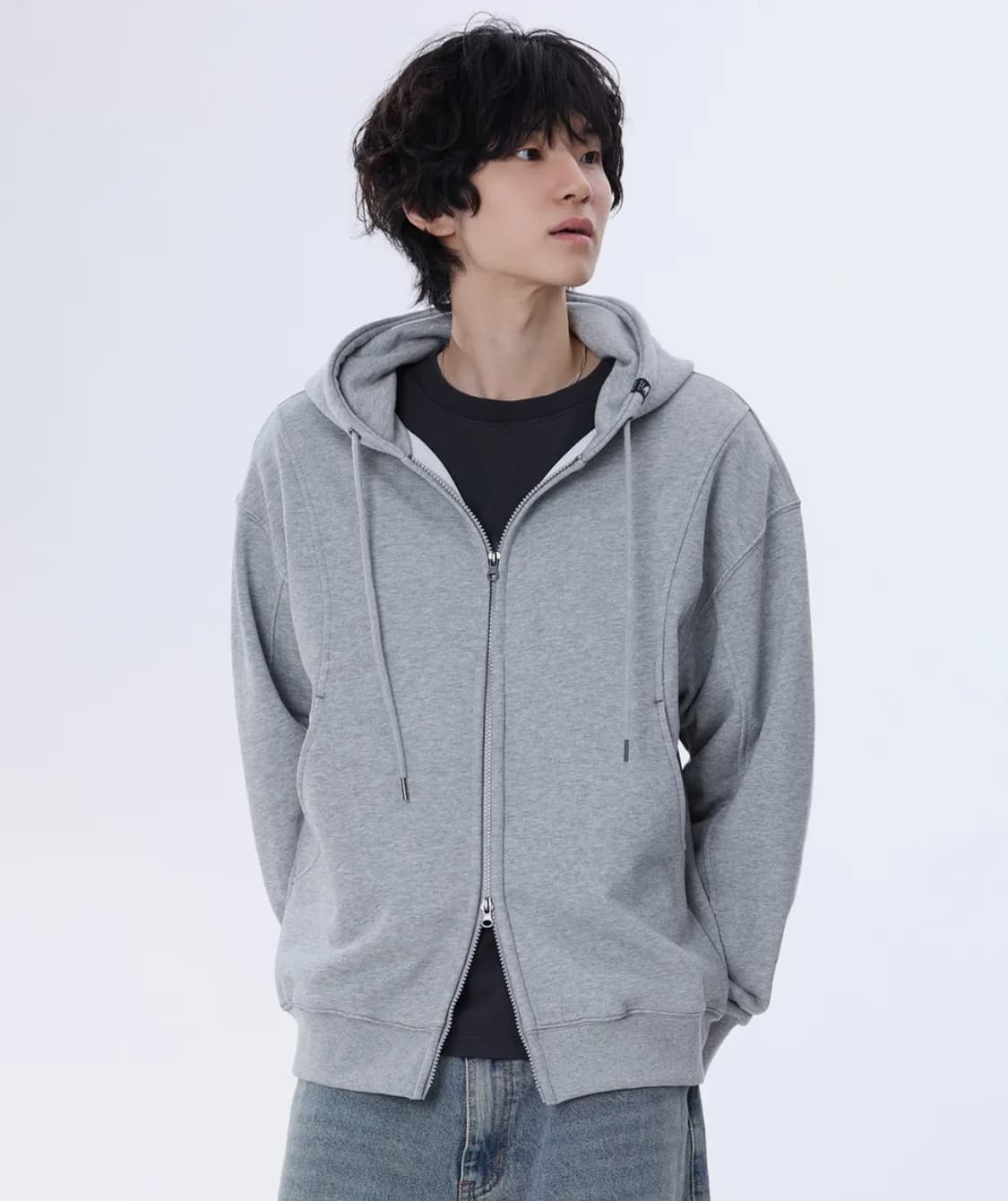 절개 스티치 후드집업 GHZ-278_그레이 상품이미지2