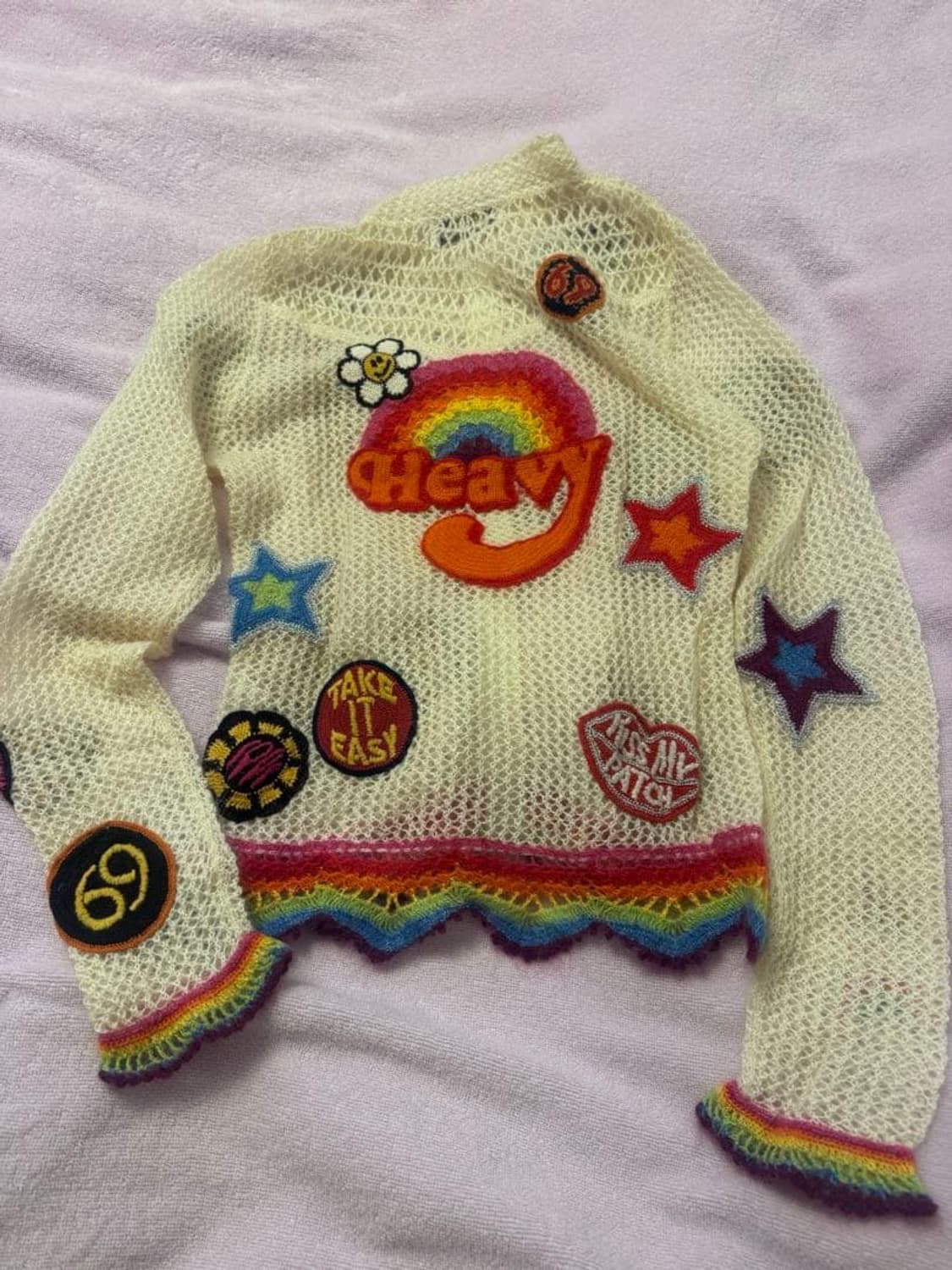 90s 히스테릭 글래머 모헤어 혼방 와펜 니트 가디건 상품이미지7