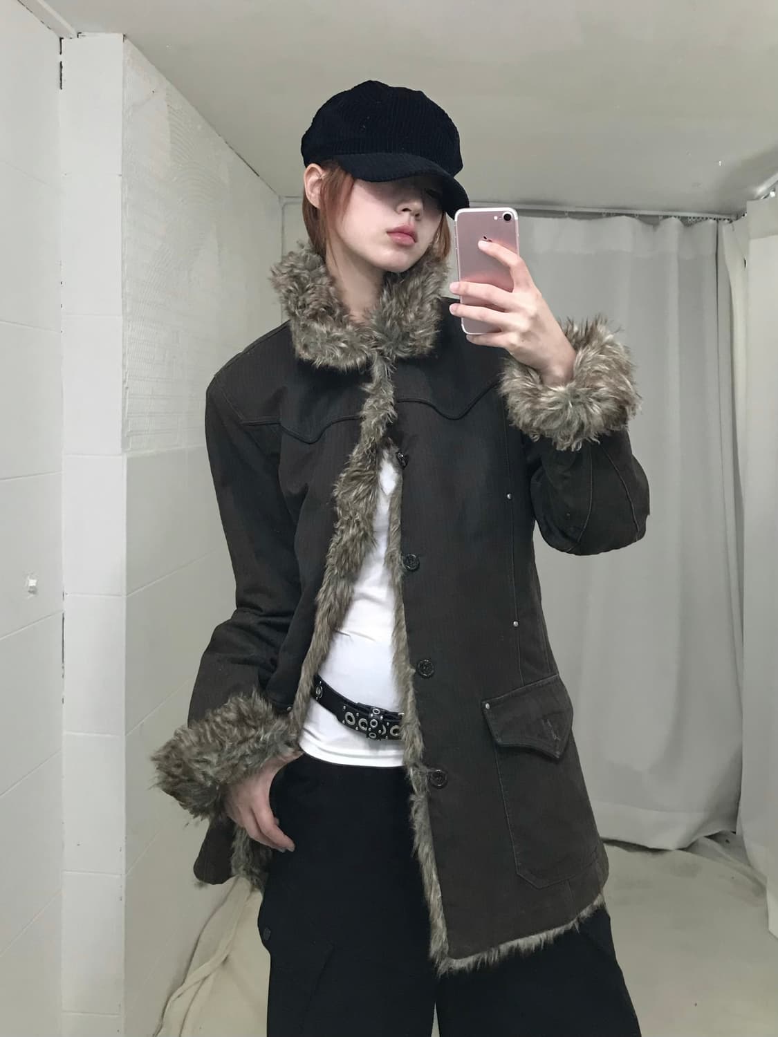 (세트 할인 가능) 빈티지 브라운 퍼 무스탕 자켓 상품이미지2