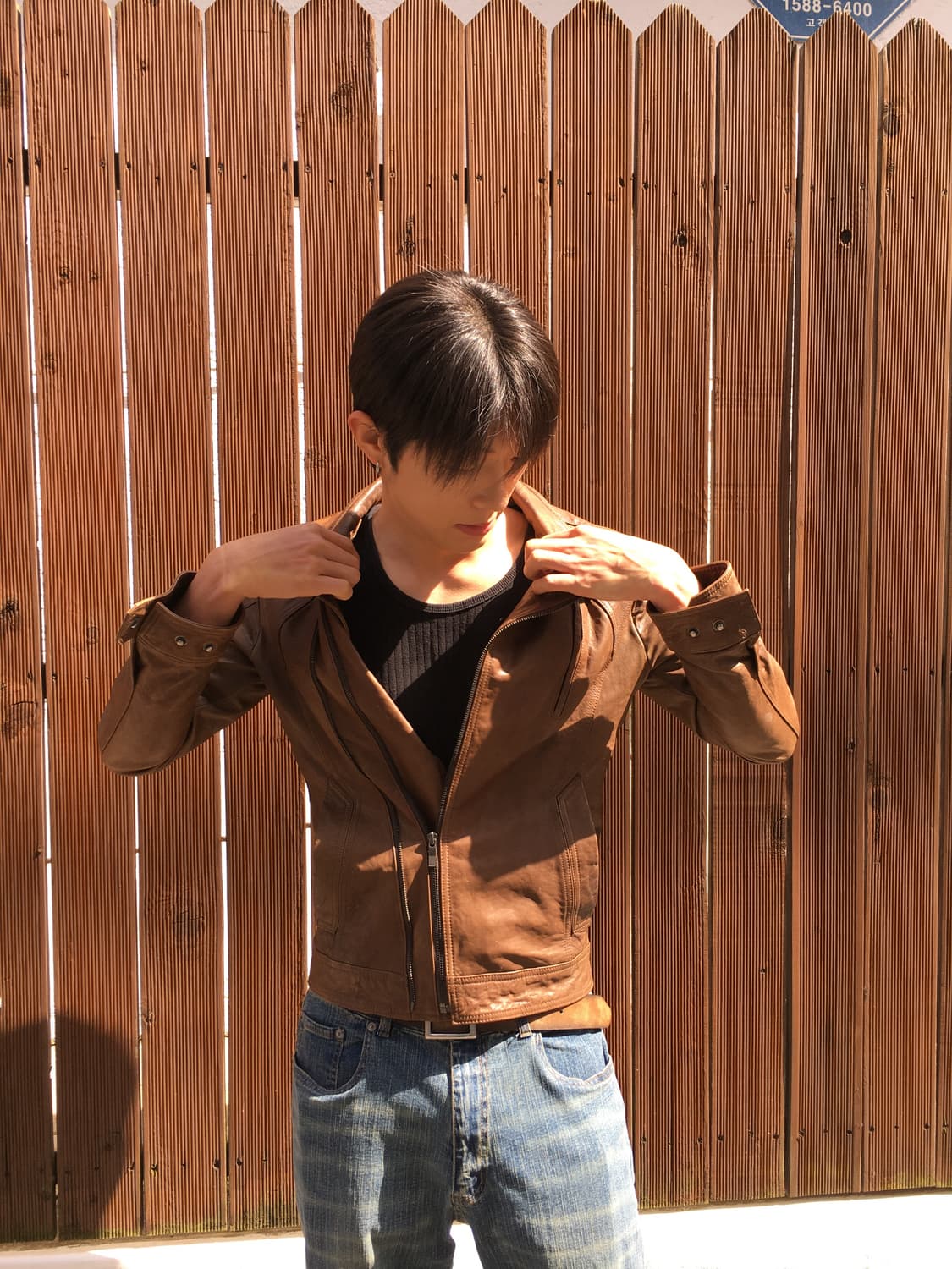 Brown leather jacket 상품이미지1