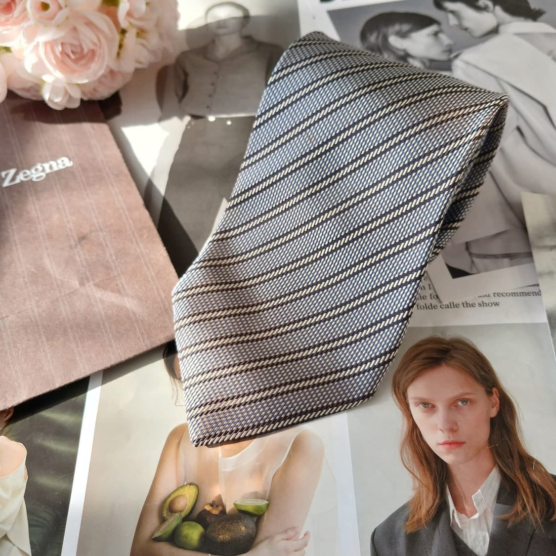 에르메네질도 제냐 스트라이프 넥타이 9.4cm A+등급 A19718
 상품이미지2