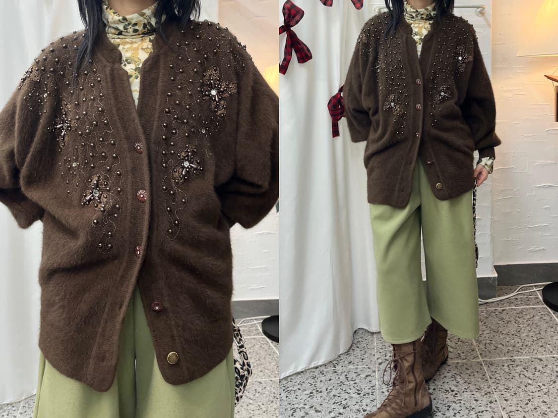 deep brown beads cardigan 상품이미지1