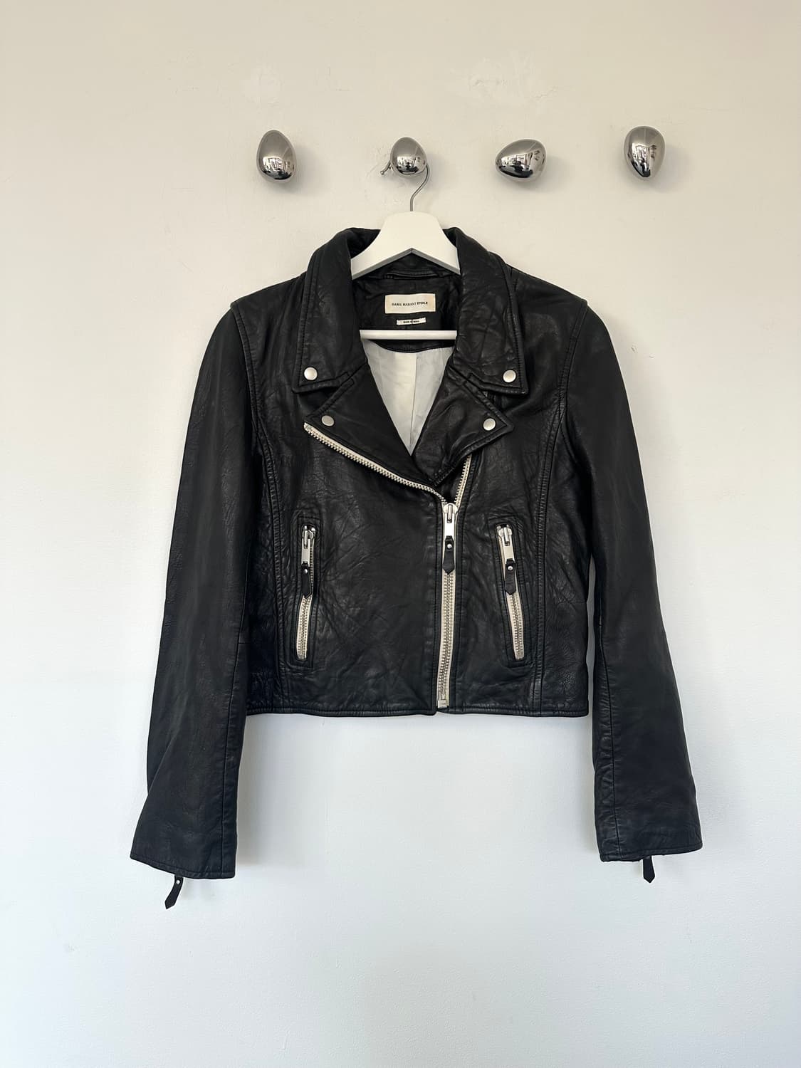 이자벨마랑 사선 하이넥 바이커 레더 자켓 상품이미지4