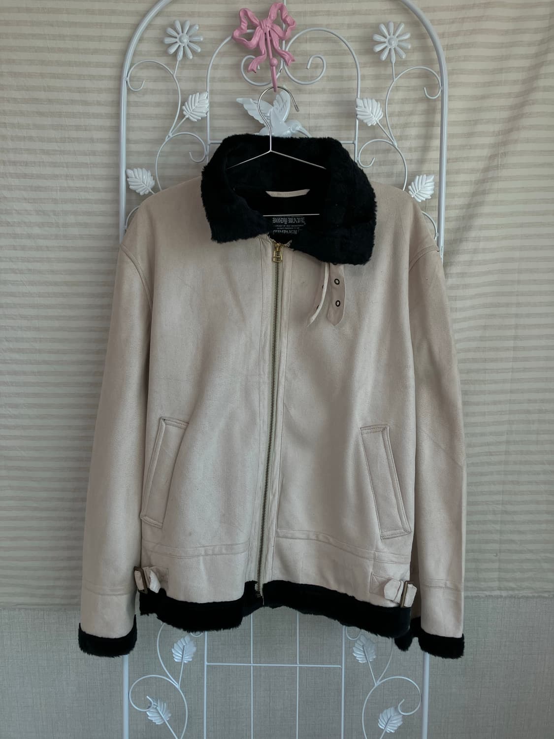 빈티지 아이보리 퍼 무스탕 y2k 스트릿 갸루 펑키 일본빈티지W-541  상품이미지1