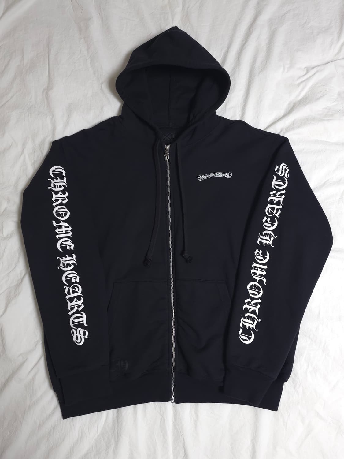 [XL] 크롬하츠 스크롤 로고 헤비웨이트 후드집업 블랙 상품이미지2