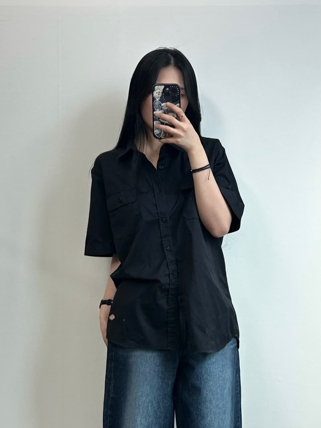 디키즈 트레셔 백로고 블랙 반팔 셔츠 상품이미지1