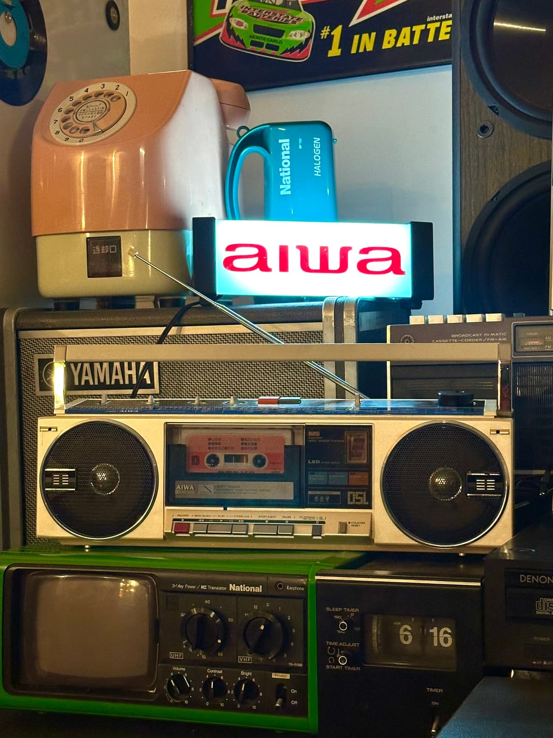 일본 빈티지 아이와 휴대용 라디오 카세트 플레이어 붐박스 상품이미지9