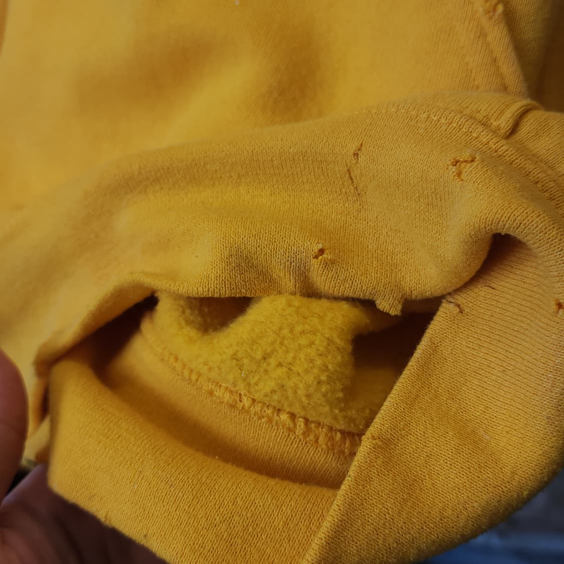 90s 러셀 후드 빈티지 스웻셔츠 썬페이딩 옐로우 프린팅 s 상품이미지9