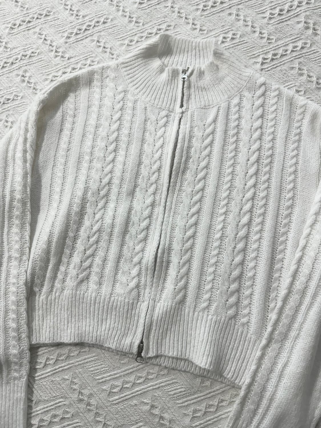 케이블 니트 하이넥 집업 상품이미지3