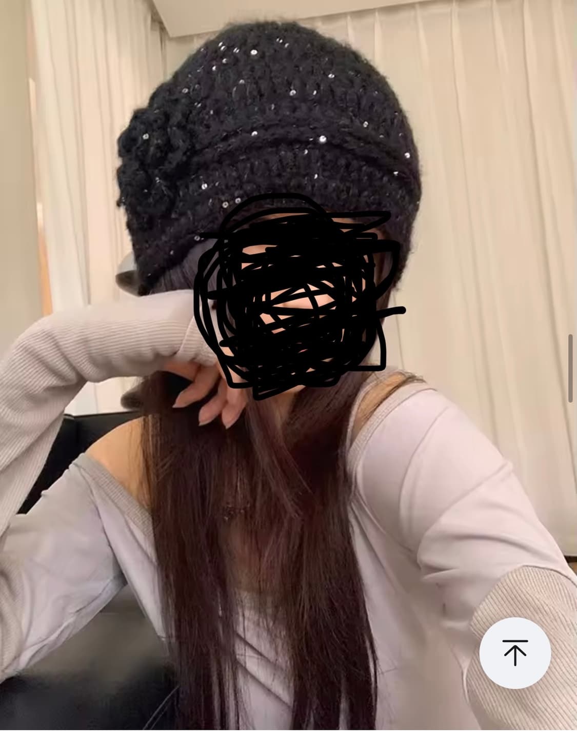 Sequin Flower Knit Beanie 상품이미지3