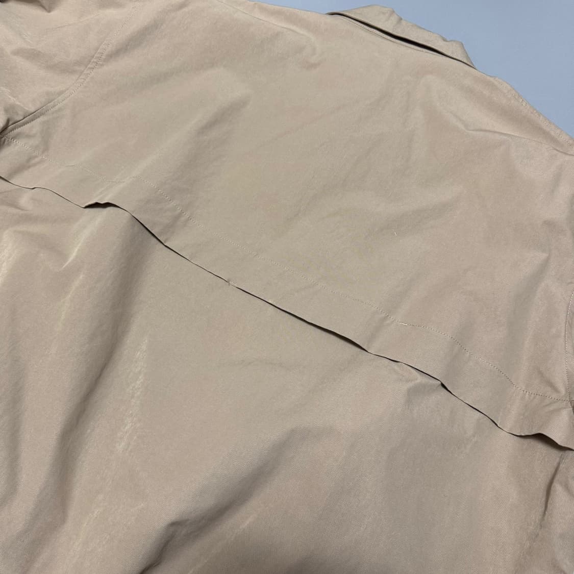 빔즈(BEAMS) 베이지 코튼 더블 집업 드로우 코드 빅실루엣 블루종 상품이미지6