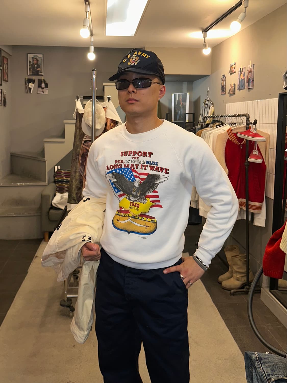 90’s USA, IRAQ The Gulf war print sweats 상품이미지1